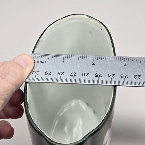 Antique Limoges 1919 Pink Roses Green Background Cachepot Gold Accents Vase - Picture 13 of 14